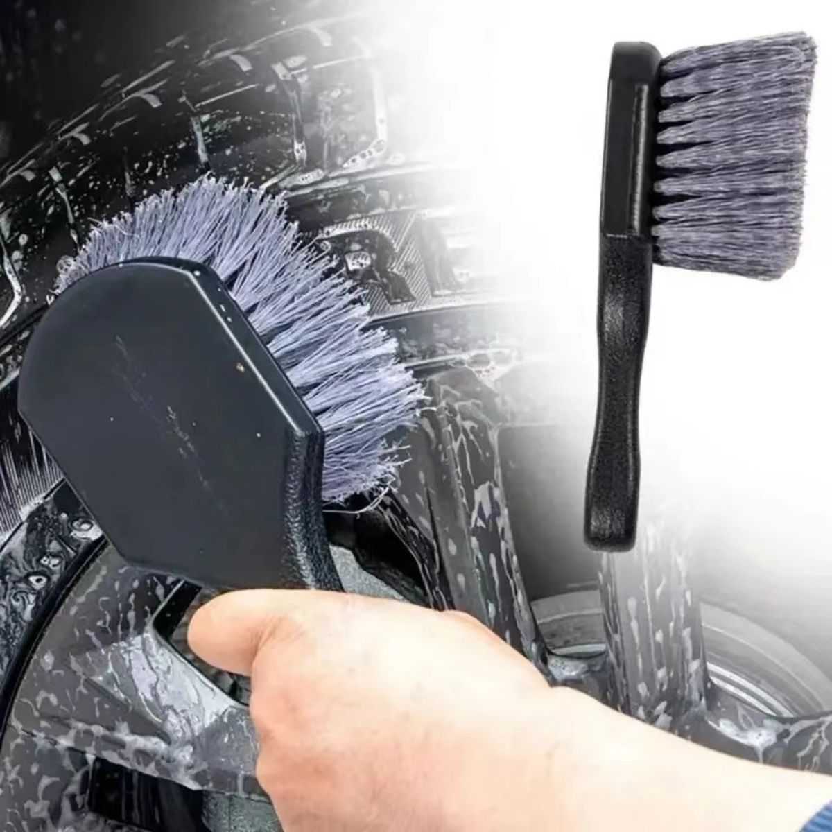 Car Detailing Brush - 車のホイールクリーニングブラシ ディテールブラシ ショートハンドル タイヤリム洗浄ブラシ 車両清掃メンテナンスアクセサリーセット 自動車用