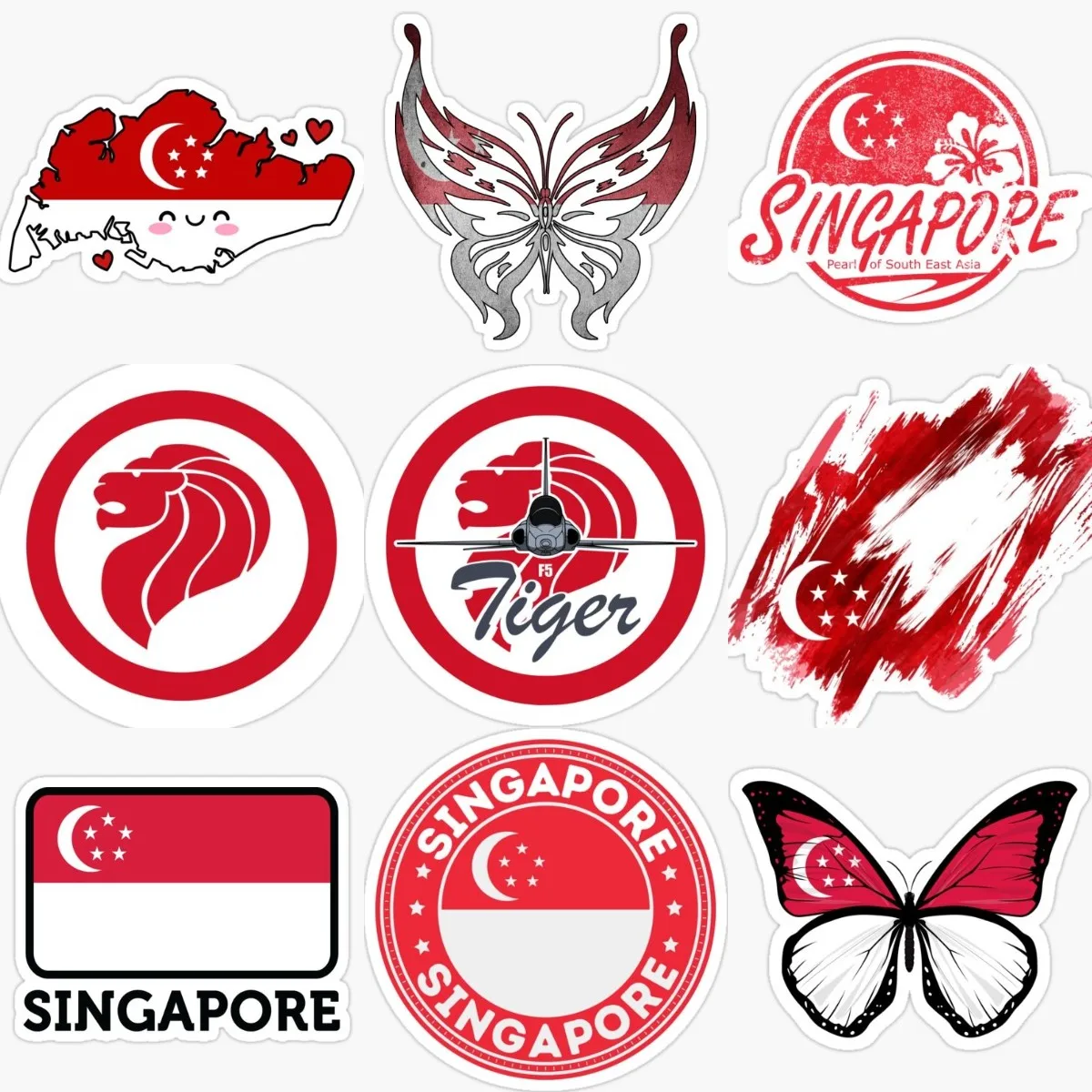 Car Accessories Singapore - シンガポール国旗地図クリエイティブ PVC 防水ステッカーアクセサリー装飾車の壁バンヘルメットキャンピングカーバンパートラック自転車