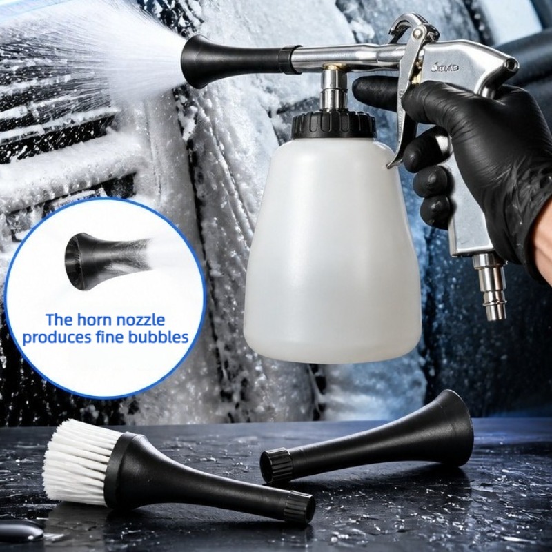 Car Detailing Brush - 車内ダストクリーニングツール ハンドヘルドサイクロン空気圧送風機 高圧ダスター お揃いのディテーリングブラシヘッド付き