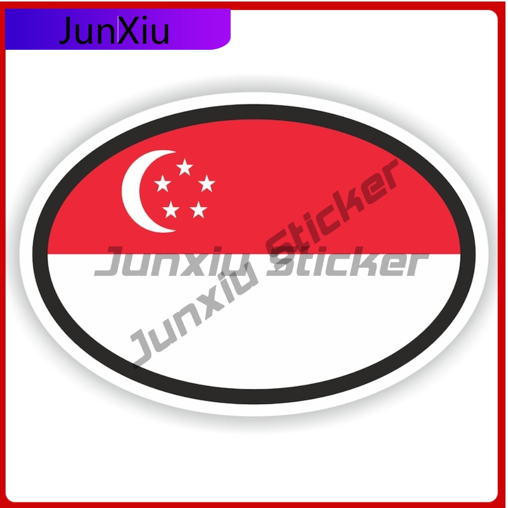 Car Accessories Singapore - シンガポール国旗オーバルステッカー傷防止外装 RV 車バンパーデカール傷カバーステッカー外装面白い装飾アクセサリー