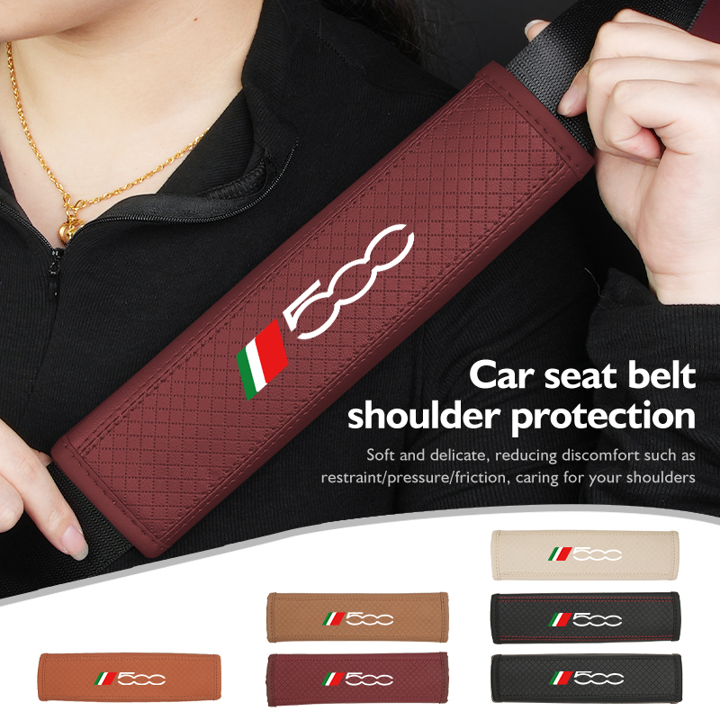 Car Accessories Low Price - フィアット用 1/2 個カーシートベルトカバーショルダーレザー保護ケースインテリアアクセサリー 500 500C 2012