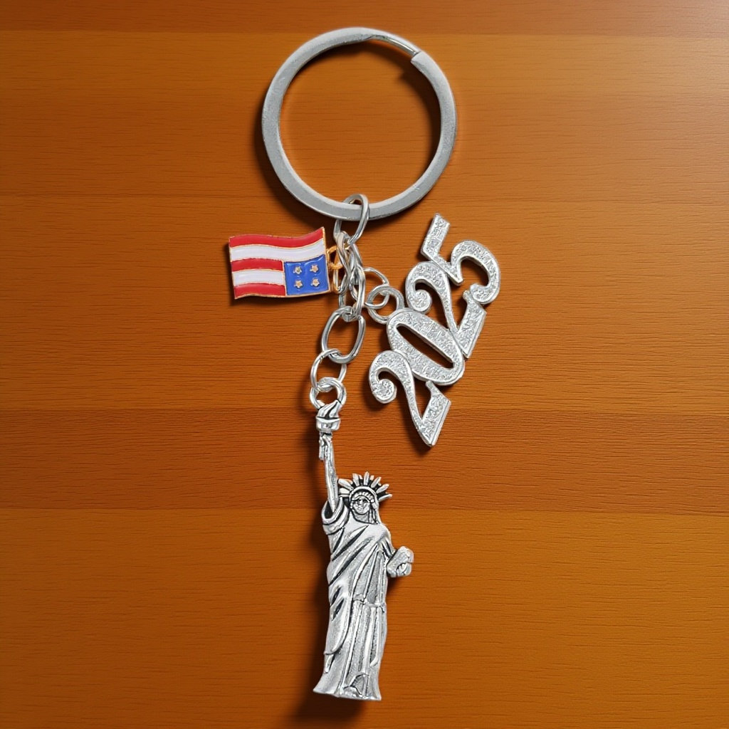 自由の女神キーホルダー メタルペンダント アメリカ国旗デザイ - Car Accessories York のレビューと価格