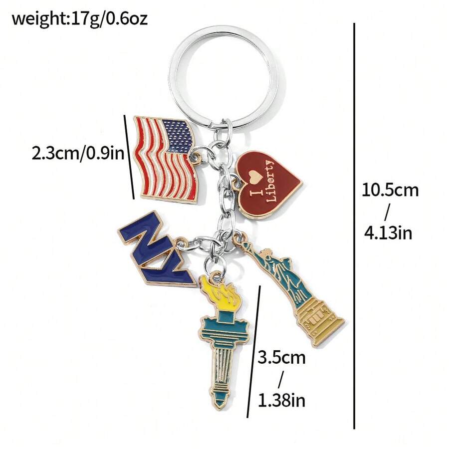1pc ファッション国旗キーホルダー漫画ニューヨーク自由の女 - Car Accessories York のレビューと価格