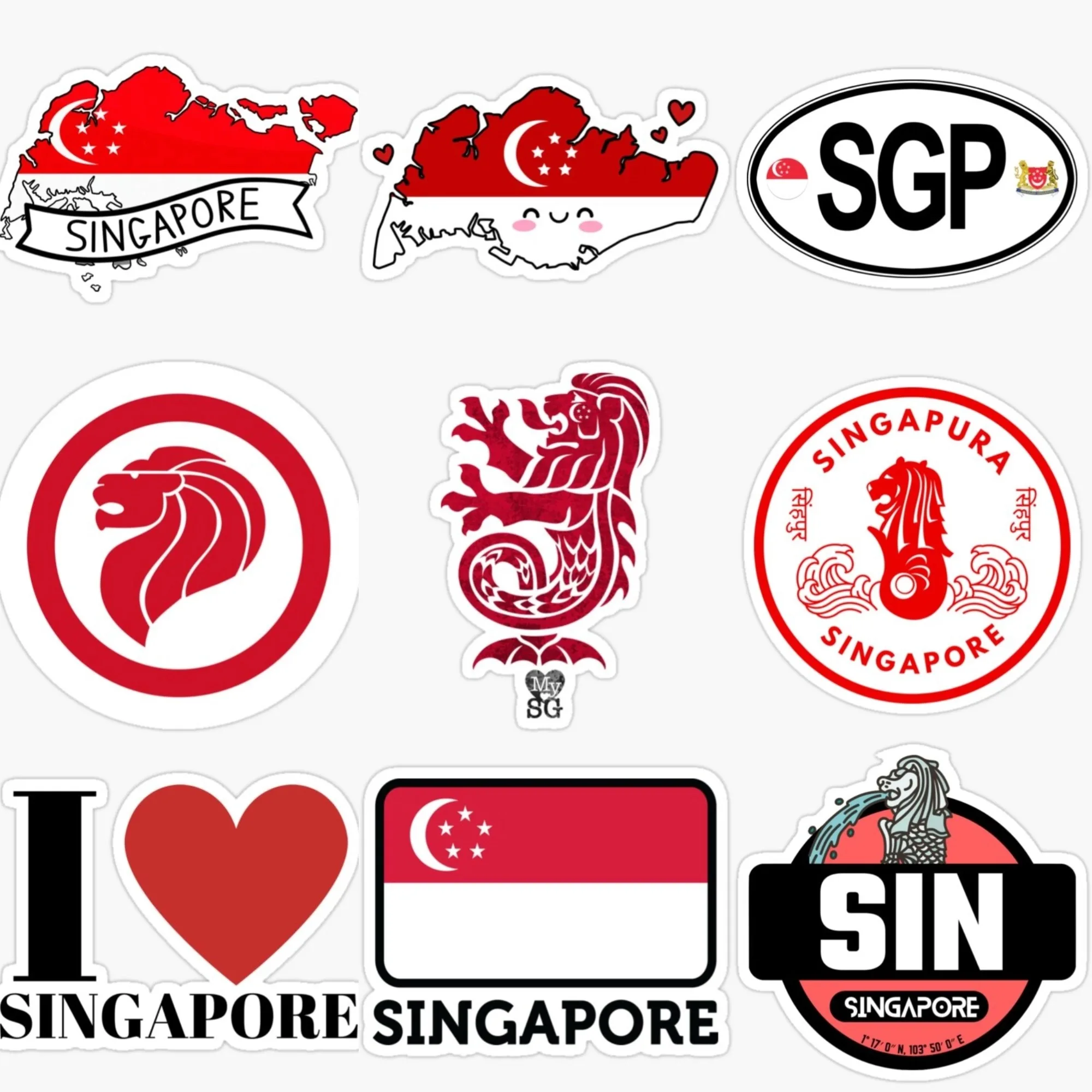 シンガポール国旗地図マーライオンエンブレムクリエイティブ P - Car Accessories Singapore のレビューと価格