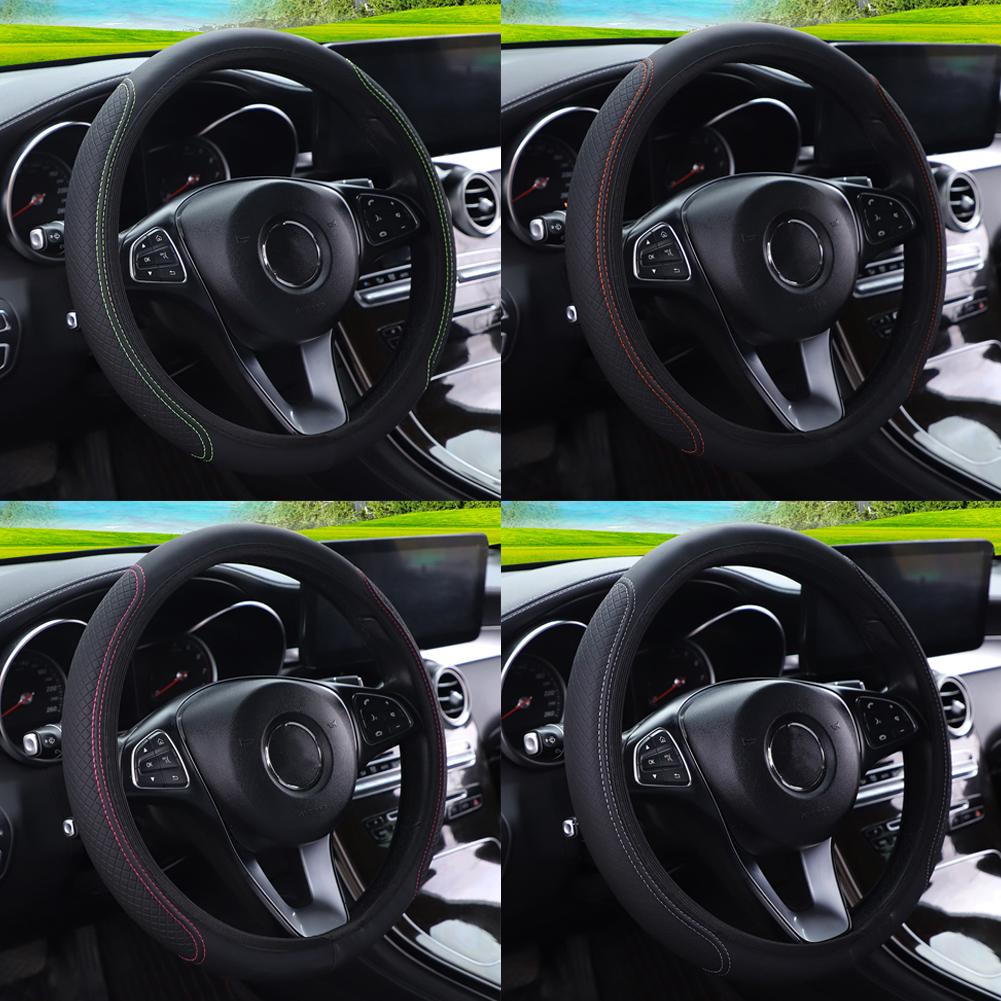 ソフトエンボス加工レザーステアリングホイールカバー、滑り止め - Steering Wheel Cover のレビューと価格