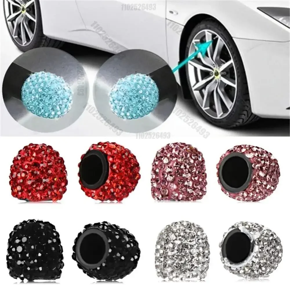 2/4 個ダイヤモンド車のタイヤバルブキャップ輝く防塵ホイー - Steering Wheel Cover のレビューと価格